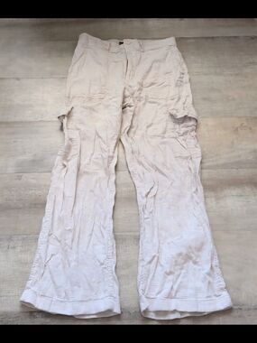 Hollister Light Beige Baggy Vintage Linen Pants